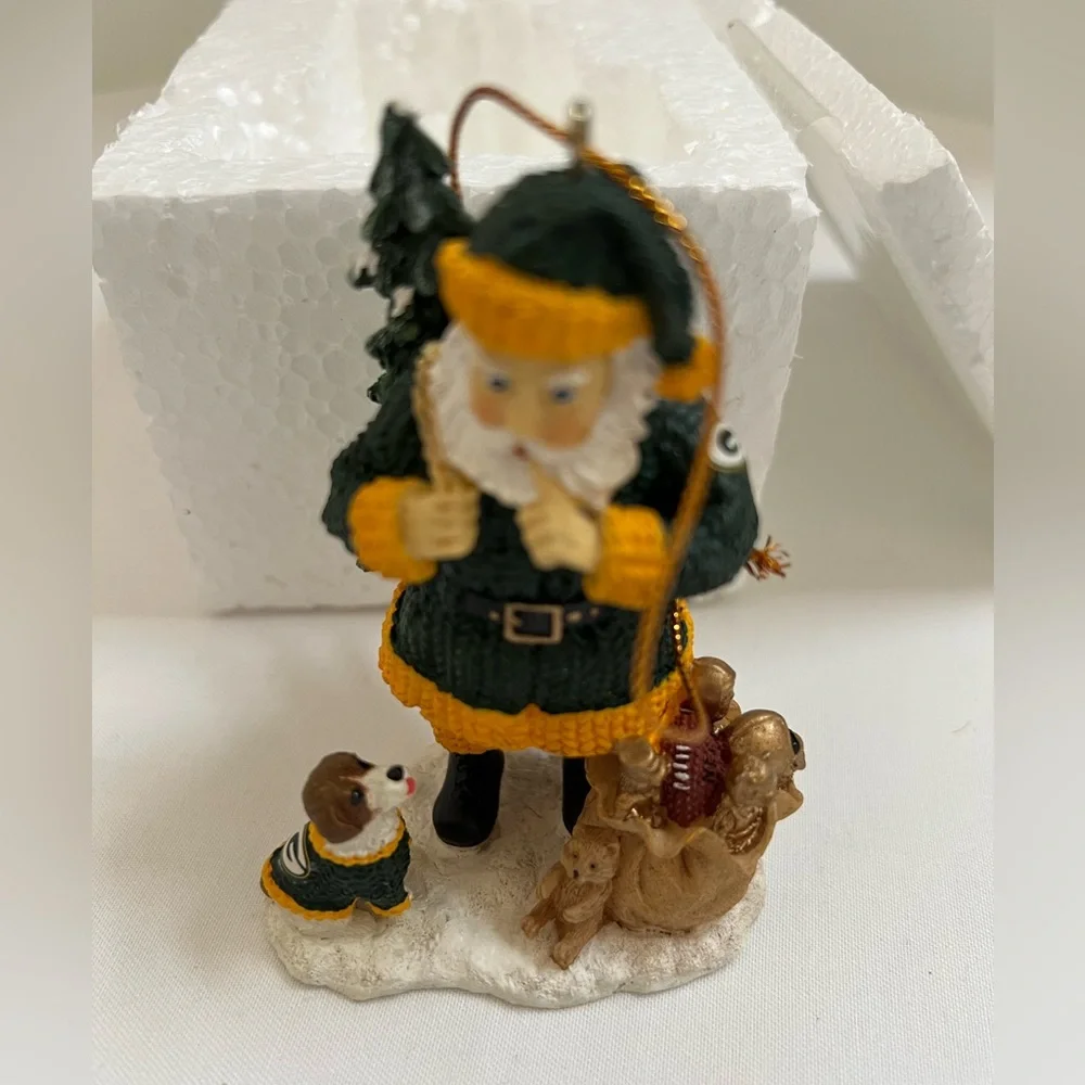 Green Bay Packers Santa Dog Christmas Ornament Limited Edition Box Hologram